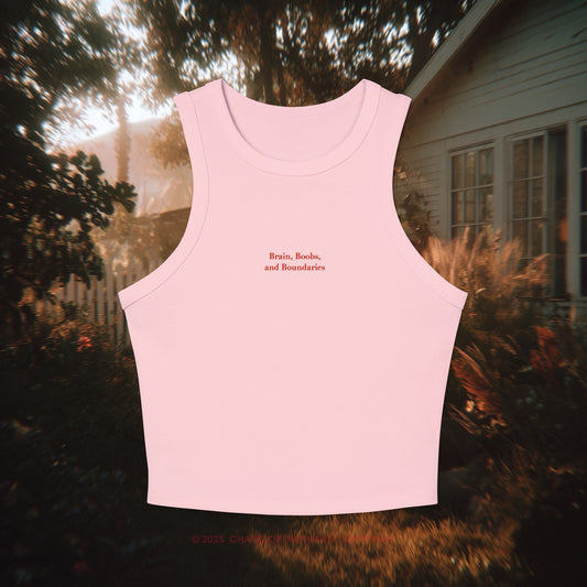 Brain,  boobs and boundaries  - Women's Racer Tank Top